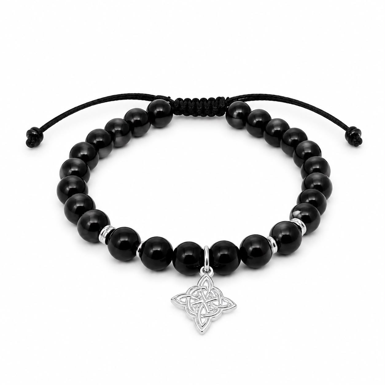 PULSERA NUDO DE BRUJA TURMALINA CON DETALLE EN PLATA 950